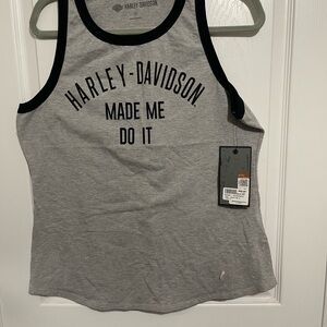 Harley-Davidson Black and Gray Women's Tank Top
